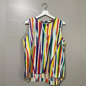 Kate Spade Saturday Sleeveless Abstract  Striped Cotton Top
